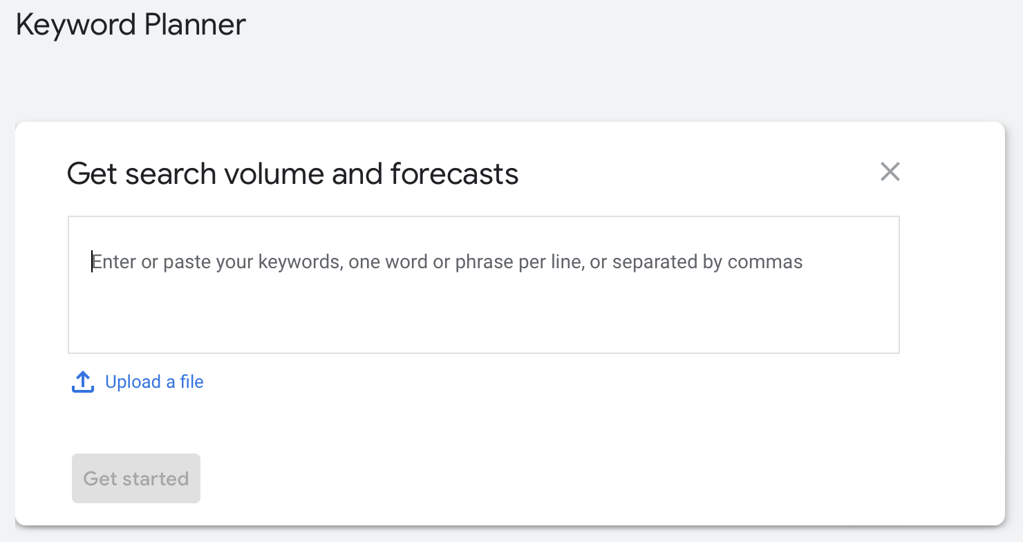 Google Keyword Planner screenshot